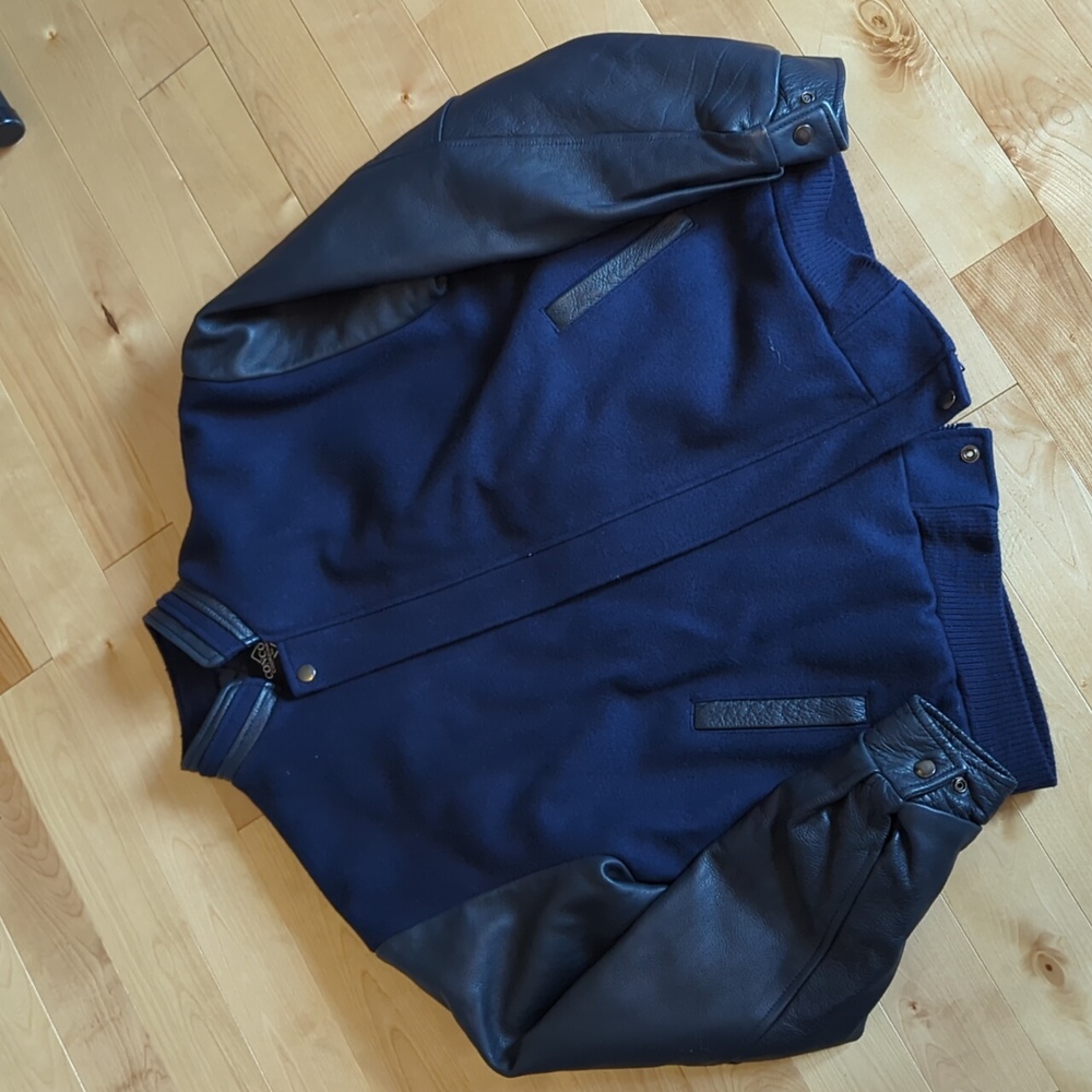 Wool and leather varsity jacket